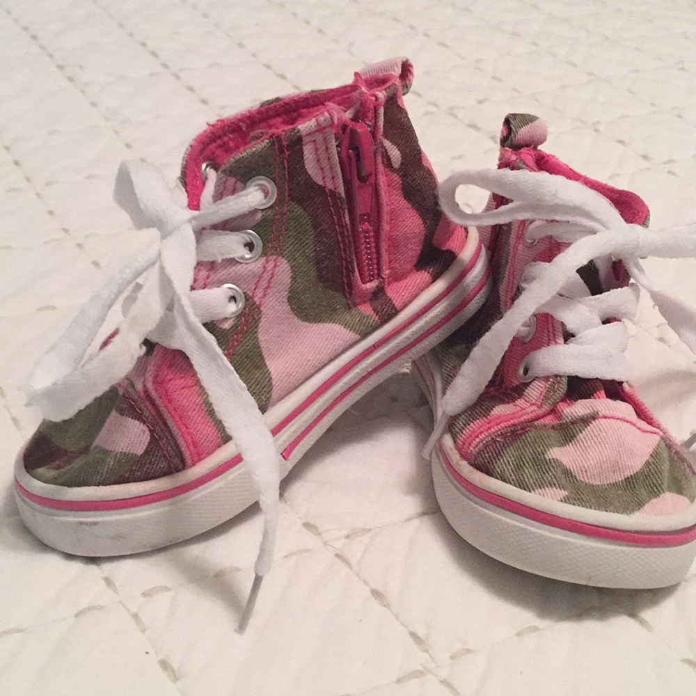 Pink camo high top sneakers